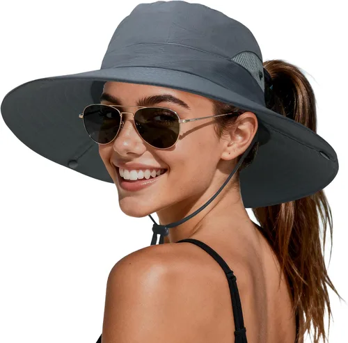 Vista 18 de PFFY Sun Beach Hats for Women Men UV Protection Wide Brim Foldable Fishing Sun Bucket Hat Outdoor Essentials