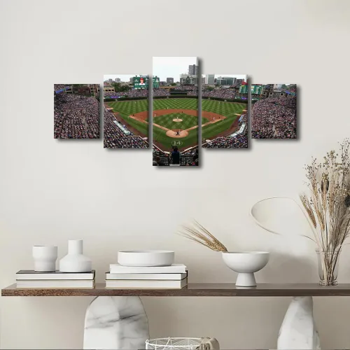 Vista 3 de Arte para pared, lienzo para estadio deportivo, arte para pared, diseño de campo de Wrigley en Chicago, pinturas de Chicago, impresiones sobre