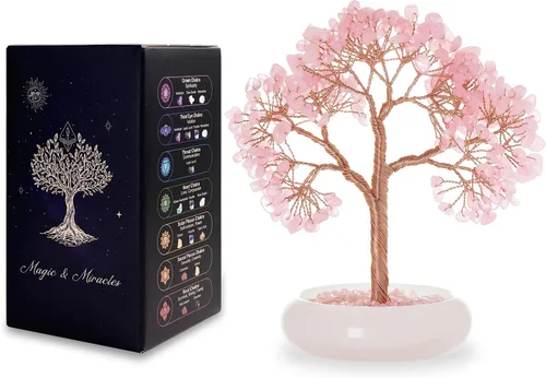 Vista 16 de Árbol bonsái de cristal citrino, escritorio de oficina, decoración de sala de estar, planta de árbol Fengshui de dinero de la suerte, regalos