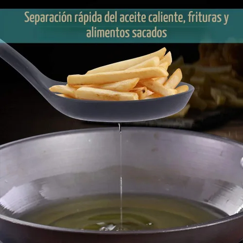 Vista 4 de 77L Cuchara ranurada, espumadera con ranuras, cuchara ranurada resistente al calor, cuchara de silicona antiadherente de una pieza sin costuras