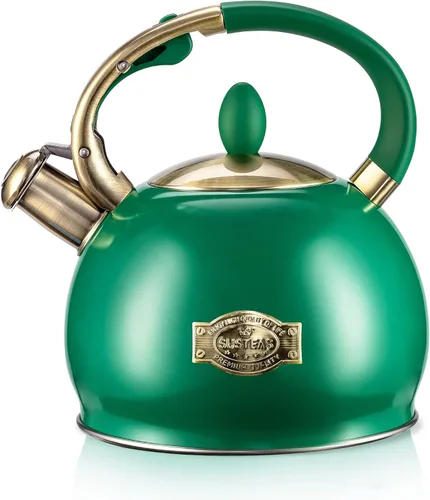 Vista 13 de SUSTEAS Tetera Silbante para Estufa - Tetera de Té de Acero Inoxidable Grado Alimenticio con Mango Ergonómico de Toque Frío, Con 1 Guante de Negro