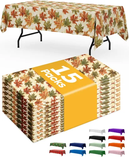 Vista 28 de Niuara Mantel de Mesa Rectangular de Plástico Negro, Paquete de 15, Mantel de 54''×108'' para Mesas de 6 pies, Mantel para Uso Desechable, Cubierta