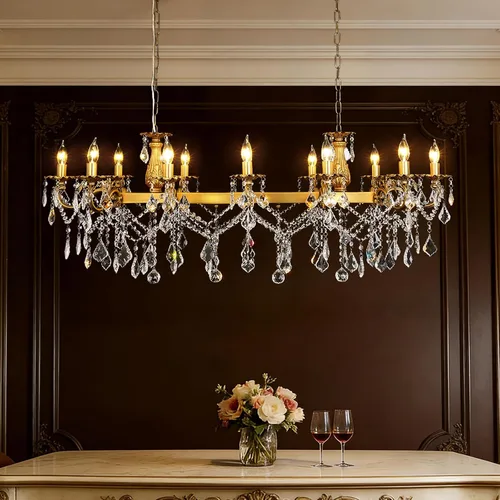 Vista 9 de Candelabros de Cristal Contemporáneos Lámpara Colgante de Isla 8 Luces Colgante de Vela Rectangular Lámpara de Techo para Comedor, Sala de Estar