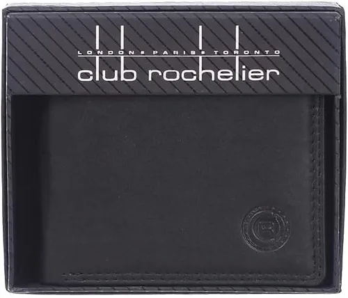 Vista 4 de Club Rochelier Cartera delgada de cuero para hombre con ala central, Negro -, Classic