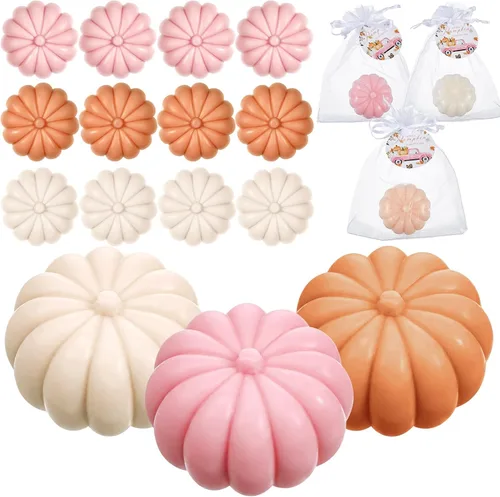 Vista 7 de Maxcheck 12 juegos de calabazas de otoño para baby shower, regalos de fiesta de jabón, incluye etiquetas temáticas de jabón de calabaza, bolsa