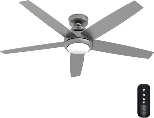 Vista 16 de Hunter 51697 - Ventilador de techo para interiores de 52 pulgadas con luz LED y control remoto, ventilador de techo blanco, montaje estándar, 5
