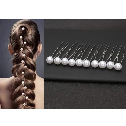 Vista 5 de inSowni Paquete de 26 peines laterales dorados para bodas y novias+horquillas en forma de U, pasadores para el cabello, pasadores de hojas, flores
