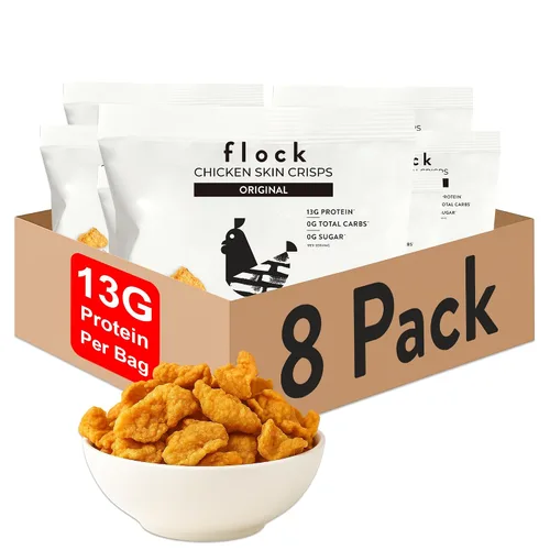 Vista 7 de Flock Chips de piel de pollo Keto Hattie B's Nashville Hot Flavor Pieles de pollo fritas bajas en carbohidratos, altas en proteínas, sin azúcar