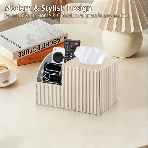 Vista 7 de Funda cuadrada de piel sintética para caja de pañuelos – Soporte multifuncional para caja de pañuelos, cubierta de caja de pañuelos