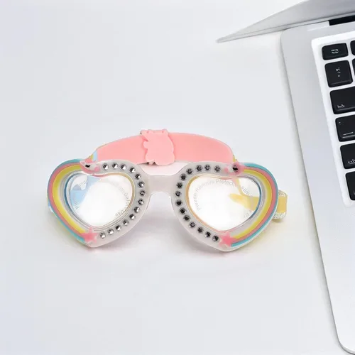 Vista 4 de Hemobllo Swim Goggles with Heart-shaped Frame Comfortable Anti-leak Eye Protector for Lightweight Flexible Strap and Fog Resistant Pool Glasses for