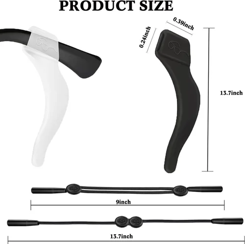 Vista 2 de YMCCOOL 20 pares de sujetadores antideslizantes para gafas con 3 correas ajustables para gafas, retenedor de gafas de cuerda deportiva