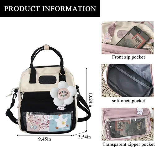 Vista 3 de Extolove Linda bolsa de mensajero, mochila kawaii, bolsa cruzada japonesa bolsa estética bolsa Ita bolsa con accesorios Kawaii