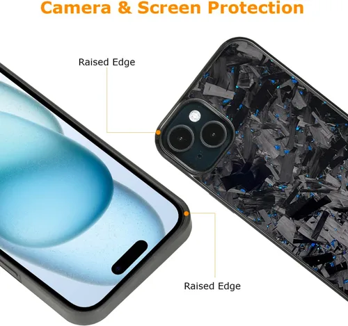 Vista 4 de Grip Series - Funda para iPhone 15 con fibra de carbono forjada real, diseño de bordes agarres, compatible con carga inalámbrica, compatible