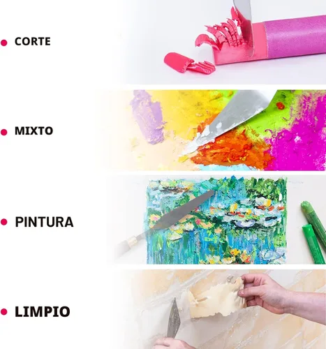 Vista 4 de CONDA Cuchillo de paleta para pintura de acero inoxidable, espátula, cuchillo de paleta de pintura al óleo, cuchillos de metal, mango de madera