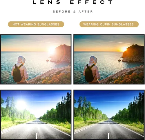 Vista 5 de EYLRIM Gafas de sol de marco cuadrado grueso para mujeres y hombres, lentes de sol polarizados rectangulares gruesos con protección UV400
