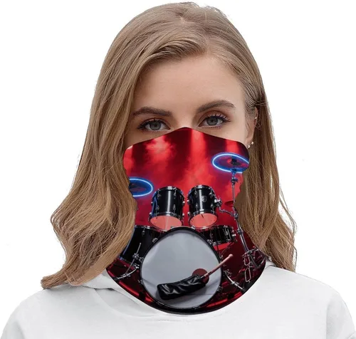 Vista 5 de Cool Drum Set Neck Gaiter Breathable & Moisture-Wicking Face Mask Bandana Balaclava Sun Protection Face Cover Scarf Lightweight Seamless Design for