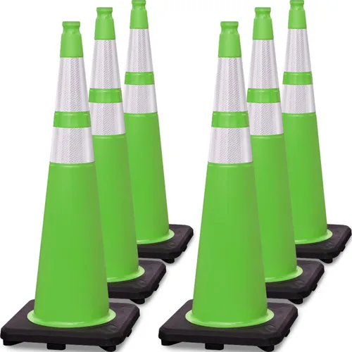 Vista 16 de Paquete de 6 conos de tráfico de PVC verdes de 12 pulgadas con base resistente, conos de seguridad de alta visibilidad para todo tipo de clima