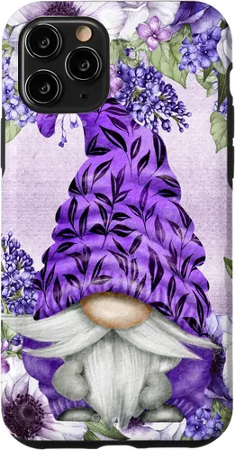 Vista 27 de Funda estética para iPhone 16 con diseño de anémonas de gnomo morado y lavanda