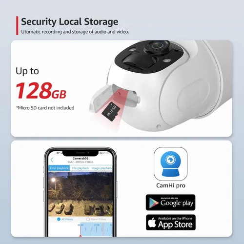 Vista 8 de BOAVISION Cámara de seguridad inalámbrica WiFi al aire libre, cámara con energía solar, inclinación panorámica, visión de 360°, detección humana