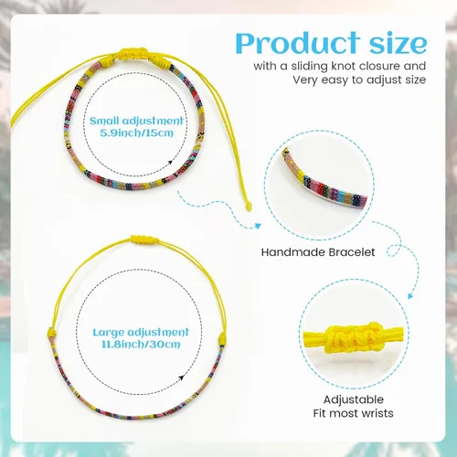 Vista 20 de String Boho Bracelet Ankle Adjustable Beaded Anklets,Handmade Surfer Beach Bracelets,Colorful Braided Bracelets String Rope Anklets Bracelets