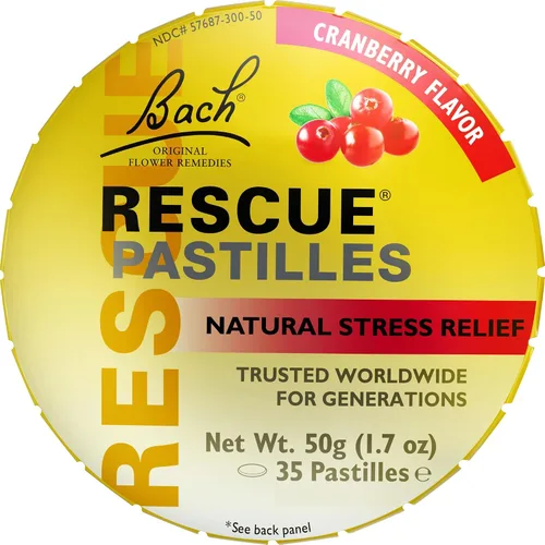 Vista 9 de Bach RESCUE PASTILLES, sabor grosella negra, pastillas naturales para aliviar el estrés, esencia floral homeopática, vegetariana, sin gluten