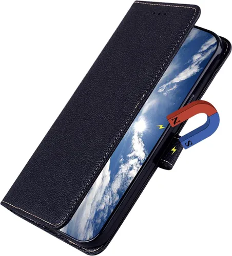 Vista 4 de Compatible con Huawei P Smart LA1 - Funda con función atril abatible, compatible con Huawei Enjoy 7S LA1, funda con cierre magnético, color negro
