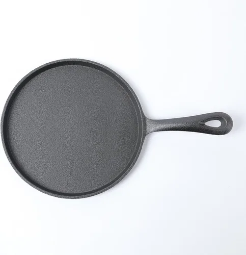 Vista 6 de HAWOK Plancha redonda de hierro fundido de 8 pulgadas, sartén para crepé pre-sazonada, juego de 4 Negro