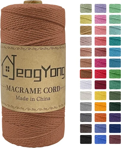 Vista 36 de JeogYong Cuerda de macramé de 0.078 pulgadas x 218 yardas, cuerda de algodón natural torcida de 3 hebras, cuerda de algodón de color para colgar