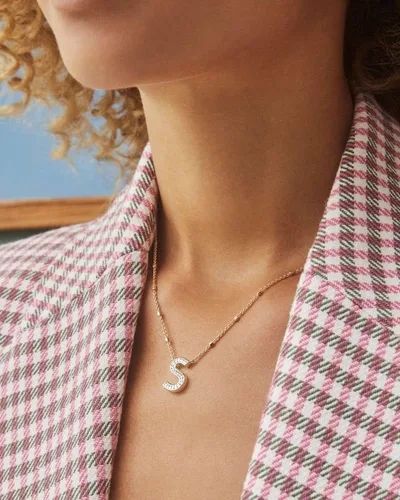 Vista 3 de Kendra Scott - Collar con dije de letra, de la A a la Z, para mujer, joyería de moda, latón chapado en oro de 14 quilates