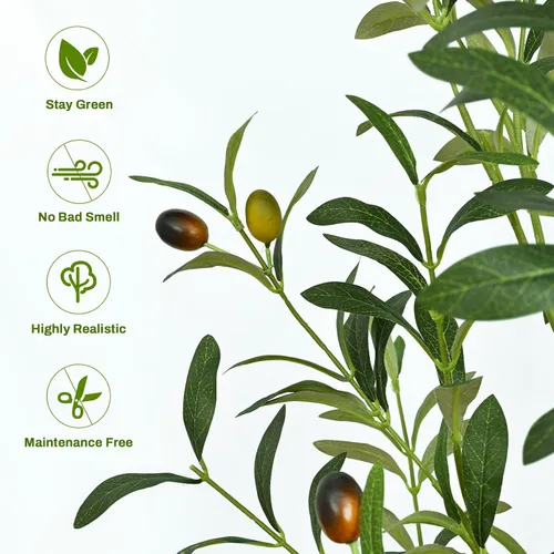 Vista 4 de Waipfaru - Árbol de olivo artificial de 6 pies para interiores con maceta y Verde