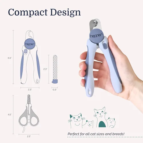 Vista 8 de Hepper Kit de cortaúñas para gatos, pequeño y grande, lima y bolsa, color azul