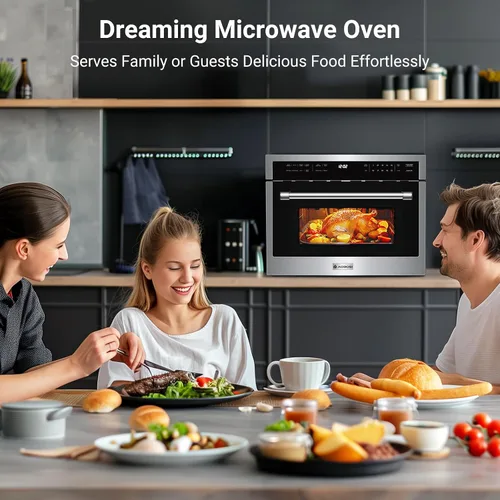 Vista 7 de AAOBOSI 24 Inch Built-in Microwave Convection Oven, 1.6 Cu.Ft Wall Microwave Air Fryer Combo, 1000W, Sensor Cook & Auto Menu, 12 Cooking Modes, Drop