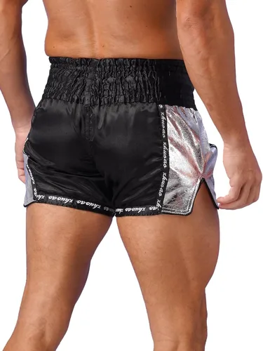 Vista 4 de Pantalones cortos de boxeo Muay Thai para hombre, pantalones cortos de kickboxing, artes marciales, entrenamiento, gimnasio, entrenamiento