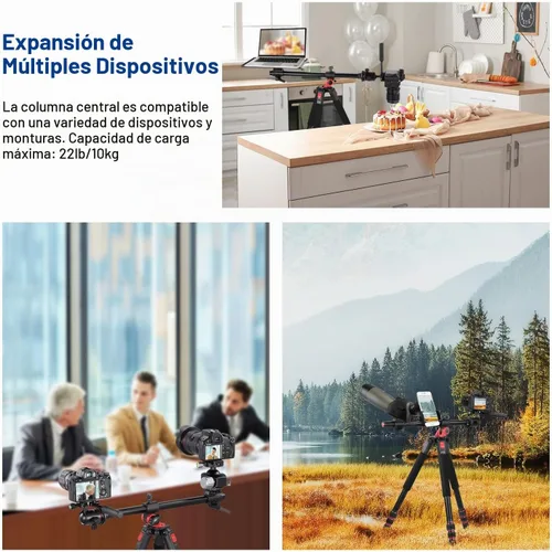 Vista 8 de NEEWER Trípode Horizontal de 73.6" con Columna Central Multiángulo, Cabezal Esférico y Plataforma de Eje Central, Trípode Monopie de Cámara