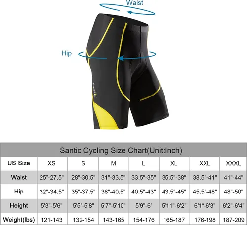Vista 3 de Santic Pantalones cortos de ciclismo acolchados para hombre, pantalones de ciclismo para ciclismo, ropa de ciclismo