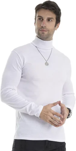 Vista 6 de Camiseta de manga larga para hombre, ajustada, ligera, con cuello de tortuga