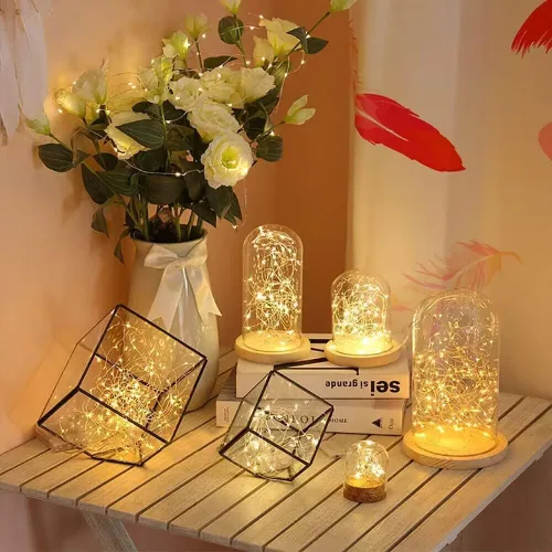 Vista 5 de Paquete de 3 luces de hadas USB, luces de cadena alimentadas por USB, color amarillo cálido, 2 metros, 20 lámparas con cuentas, luces LED