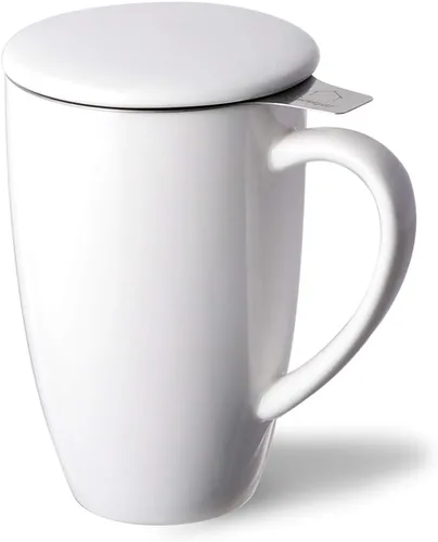Vista 11 de Sweejar Taza de Té de Porcelana con Infusor y Tapa, Tetera con Filtro, Colador Infusor de Tazas de Té de Hojas Sueltas, 16 Fl Oz para Azul degradado