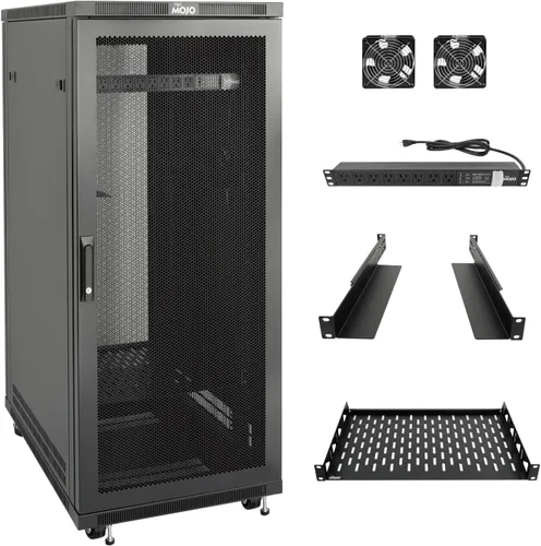 Vista 14 de Tecmojo Gabinete de rack de red, estante de servidor de 27U, profundidad de 23.6 pulgadas, soporta hasta 1800 libras, gabinete con cerradura