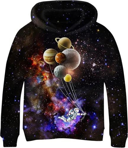 Vista 14 de Linnhoy Sudaderas con capucha para niños y niñas con estampado digital 3D de 6 a 15 años Cbai Blanco