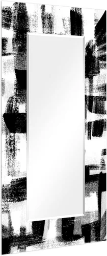 Vista 3 de Empire Art Direct Espejo de pared rectangular biselado en blanco y negro con vidrio templado impreso abstracto, tocador, espejo de baño, listo