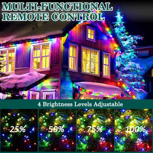 Vista 7 de HYH Luces de Navidad para Exteriores 1000 LED 328 Pies Luces de Cadena Multicolor, IP67 Impermeable Interior Luces de Hadas de Navidad Multifunción