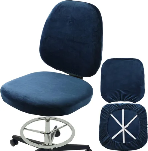 Vista 9 de BUYUE Funda para Silla de Oficina de Trabajo, Terciopelo Súper Suave Elástico Lavable para Silla de Escritorio de Computadora sin Brazos Funda Negro