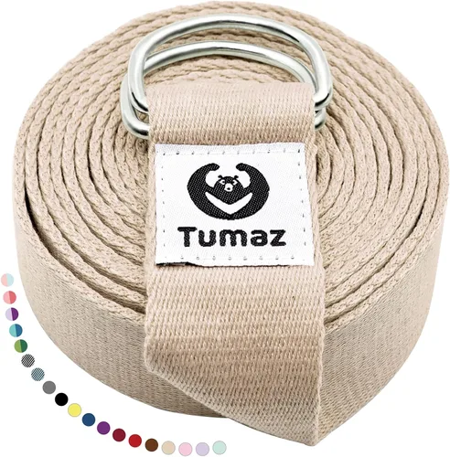 Vista 25 de Tumaz Yoga Strap for Stretching with Adjustable D-Ring, 6/8/10 ft Adjustable D-Ring Soft Cotton Blend 15+ Colors Non-Elastic Yoga Belt for