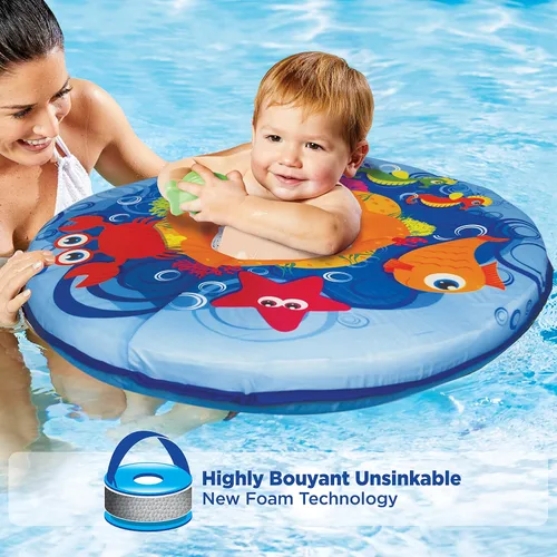 Vista 2 de Aqua Leisure - Barco para bebé autoinflable con asiento ajustable, toldo retráctil y protección solar