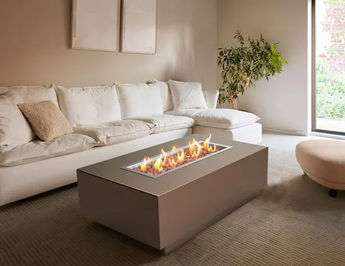 Vista 6 de Skyflame Sartén rectangular de acero inoxidable con quemador para interiores y exteriores, área de combustión de 30 x 10 pulgadas