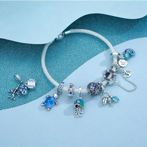 Vista 5 de Annmors 925 Sterling Silver Charms, Travel Ocean Summer Bead Dangle for Women Bracelet Necklace Graduation Holiday Jewelry Gift
