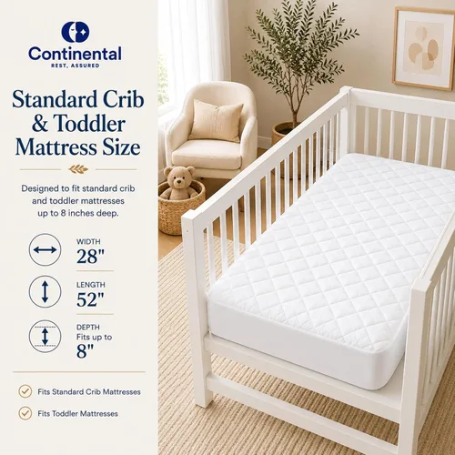 Vista 6 de Continental Bedding Protector de colchón de poliéster prémium de 28 x 52 pulgadas, sábana bajera ajustable para cunas estándar y camas infantiles