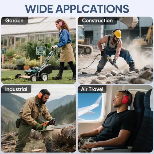 Vista 9 de TICONN Noise Cancelling Ear Muffs for Adults, SNR 33dB Hearing Protection, Adjustable Safety Earmuffs for Construction