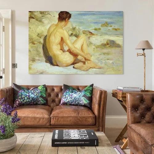 Vista 3 de Henry Scott Tuke, niño en la playa, verano, impresión artística, póster de arte vintage, arte de pared en lienzo, famoso póster de pintura